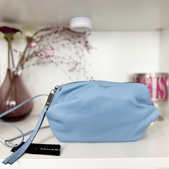 Tahari Handbags - T Tahari NWT Karla Pebbled Leather Ruched Mini Crossbody Bag in Slate Blue